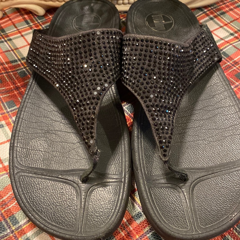 Fit flops size 10 black with glitter